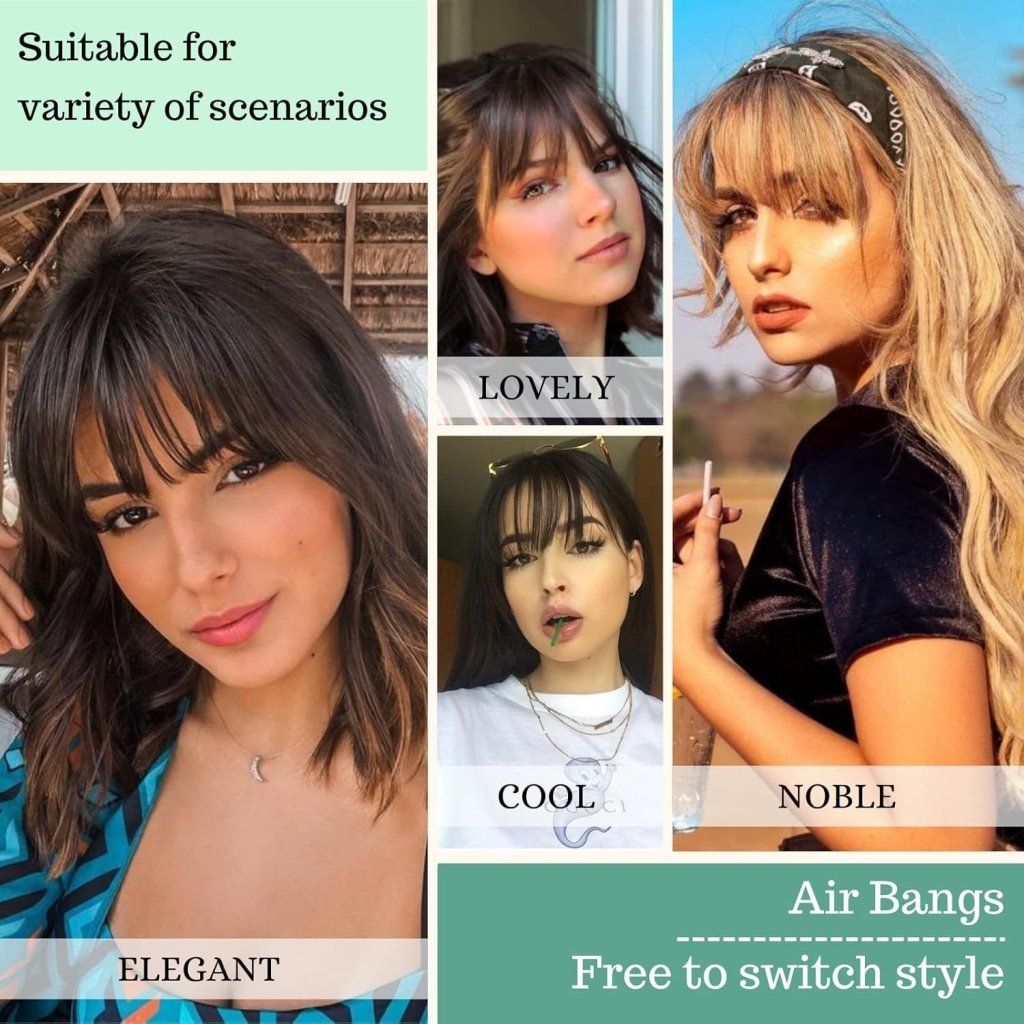 Hair Piece Clip in Bangs Human Hair 360° Cover Wipsy Bangs Hair Toppers for Women