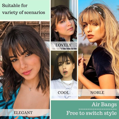 Hair Piece Clip in Bangs Human Hair 360° Cover Wipsy Bangs Hair Toppers for Women