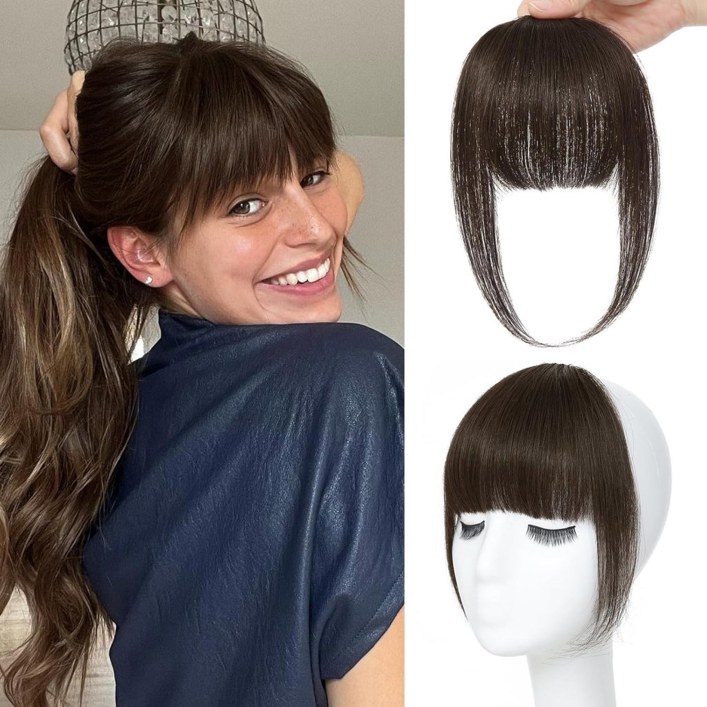 Hair Piece Clip in Bangs Human Hair 360° Cover Wipsy Bangs Hair Toppers for Women