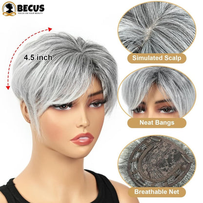 Hair Toppers with Thinning Hair Bangs 360°3D Cover Toupee Hair Pieces for Women Wig with Bangs
