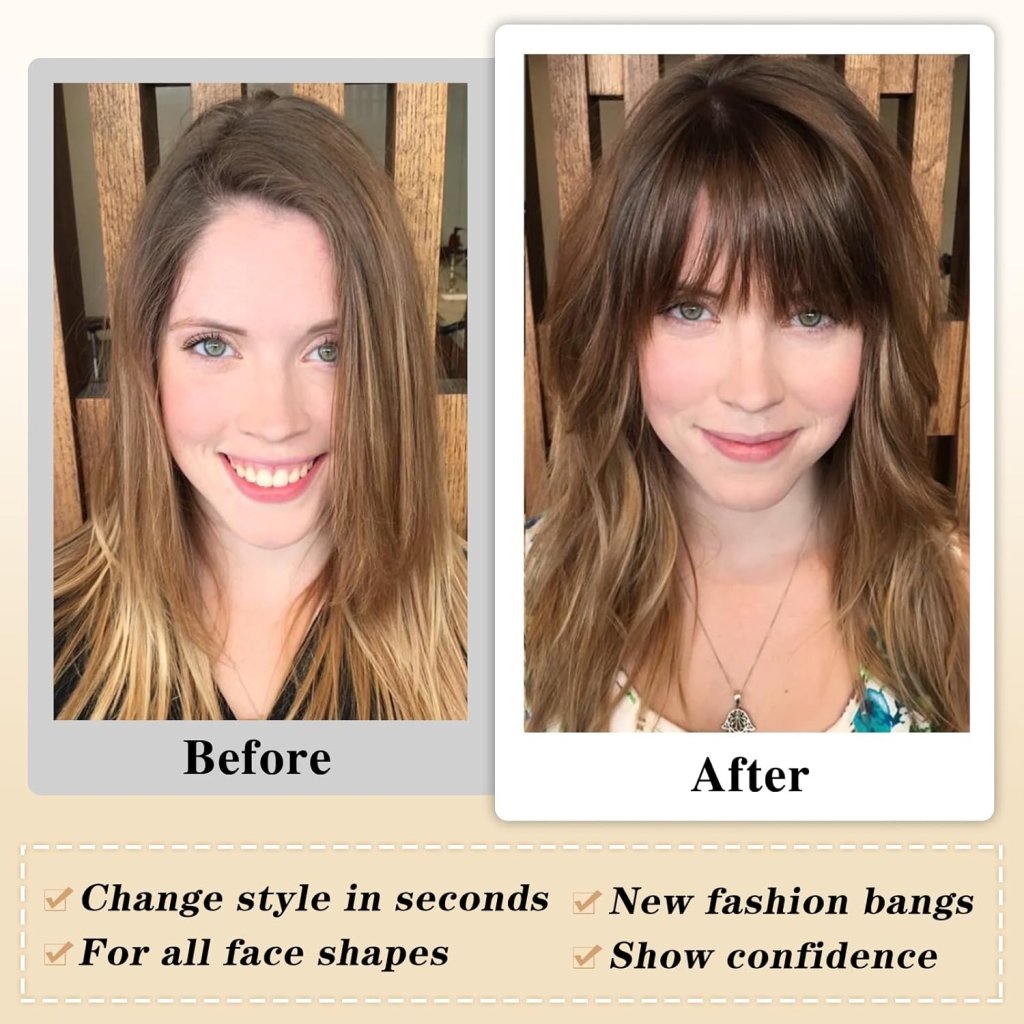 Hair Piece Clip in Bangs Human Hair 360° Cover Wipsy Bangs Hair Toppers for Women