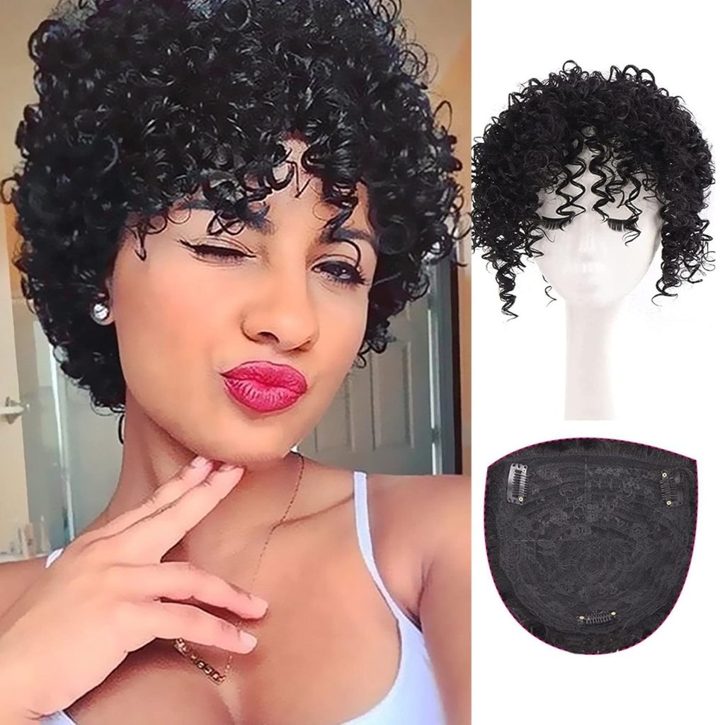 Afro Curly Hair Topper Silver Grey Human Hair Wigs for Women Hairpieces Toppers Pieces