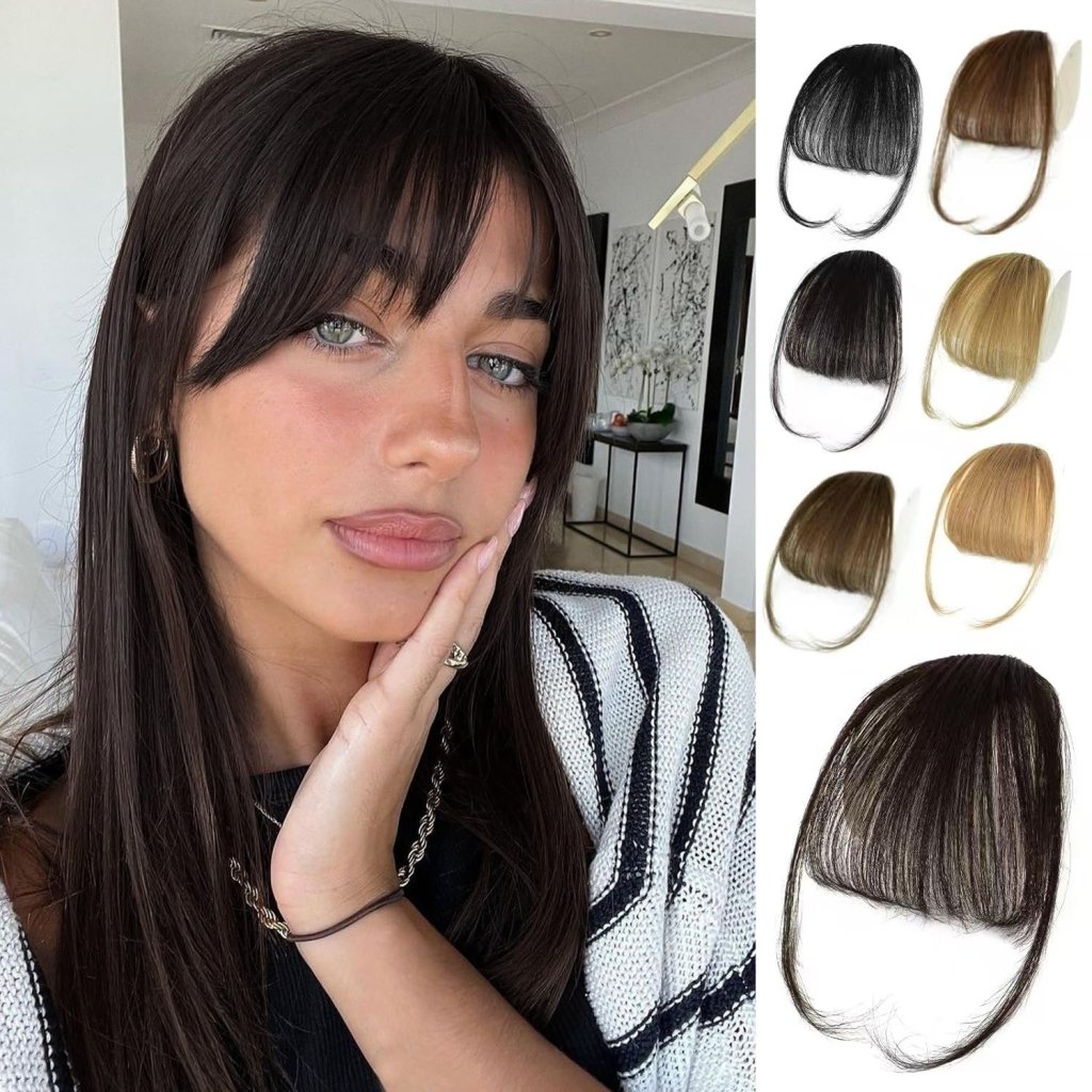 Hair Piece Clip in Bangs Human Hair 360° Cover Wipsy Bangs Hair Toppers for Women