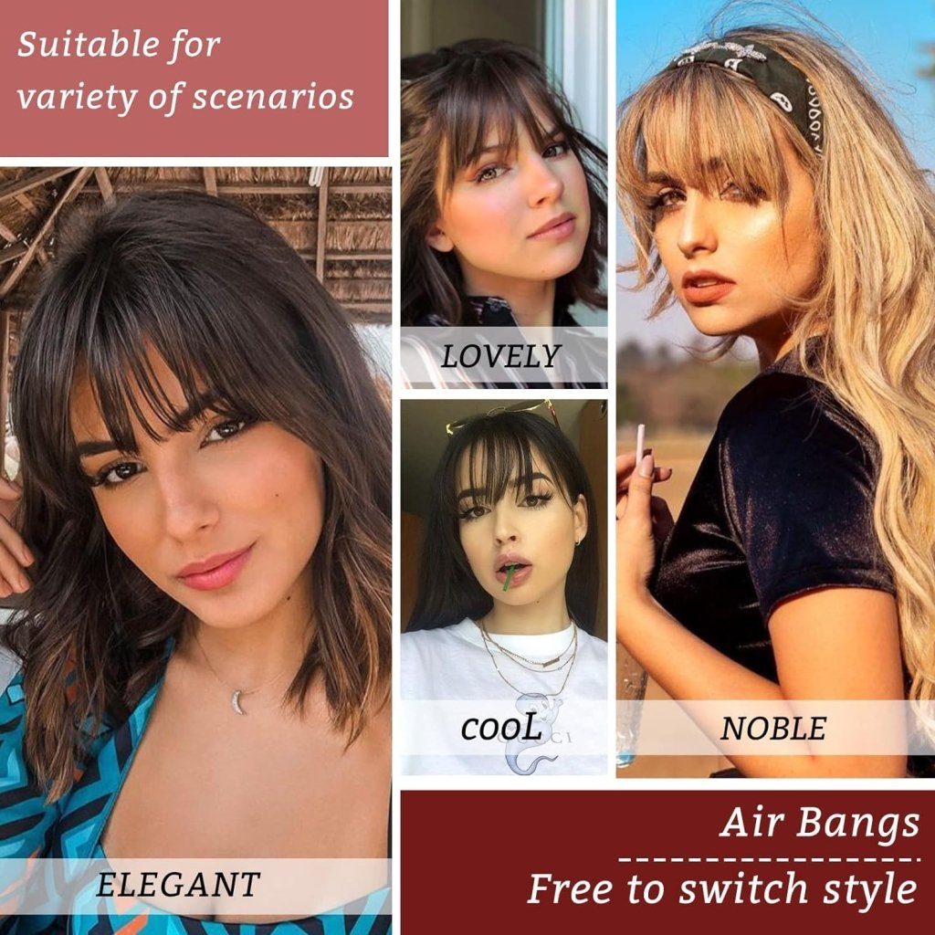 Hair Piece Clip in Bangs Human Hair 360° Cover Wipsy Bangs Hair Toppers for Women