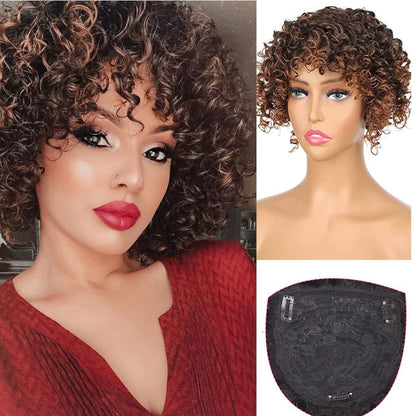 Afro Curly Hair Topper Silver Grey Human Hair Wigs for Women Hairpieces Toppers Pieces