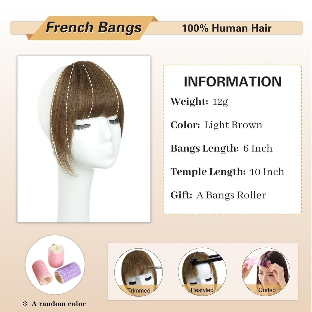 Hair Piece Clip in Bangs Human Hair 360° Cover Wipsy Bangs Hair Toppers for Women