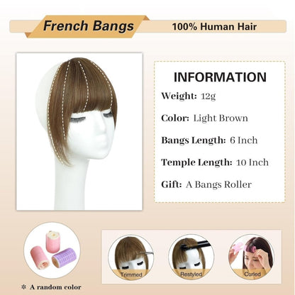 Hair Piece Clip in Bangs Human Hair 360° Cover Wipsy Bangs Hair Toppers for Women