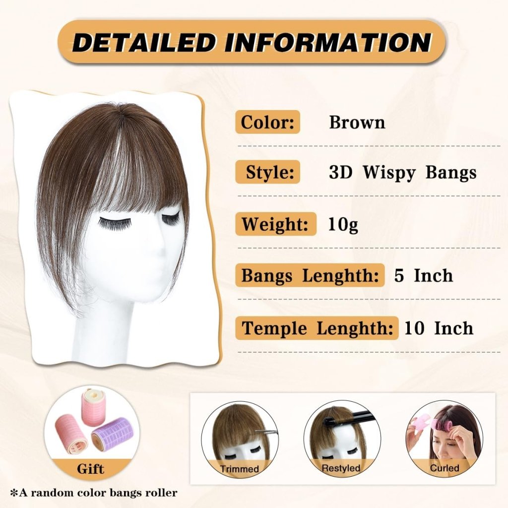 Hair Piece Clip in Bangs Human Hair 360° Cover Wipsy Bangs Hair Toppers for Women