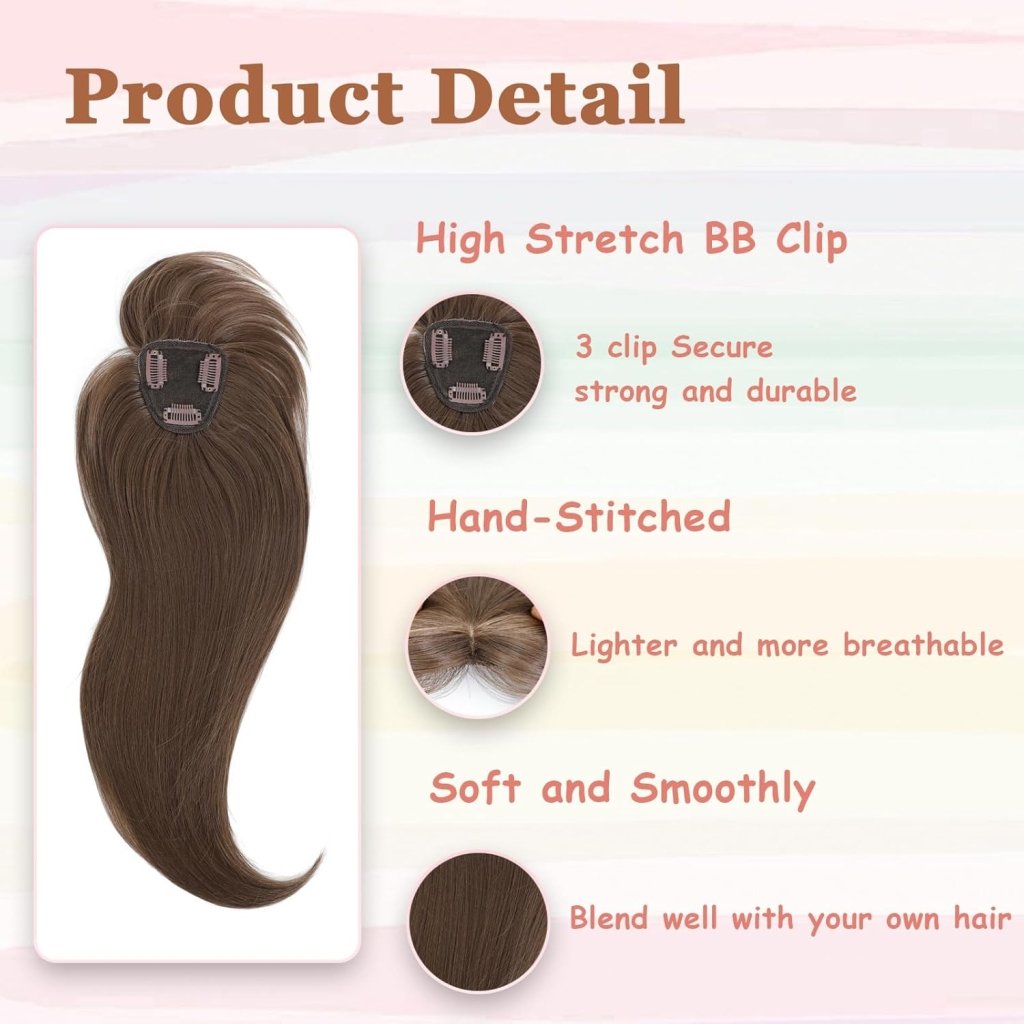 Hair Topper with Bangs Hair Clip 360° 3D Cover Fluffy Wigs Hair Piece with Thinning Hair