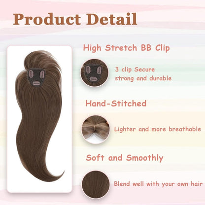 Hair Topper with Bangs Hair Clip 360° 3D Cover Fluffy Wigs Hair Piece with Thinning Hair