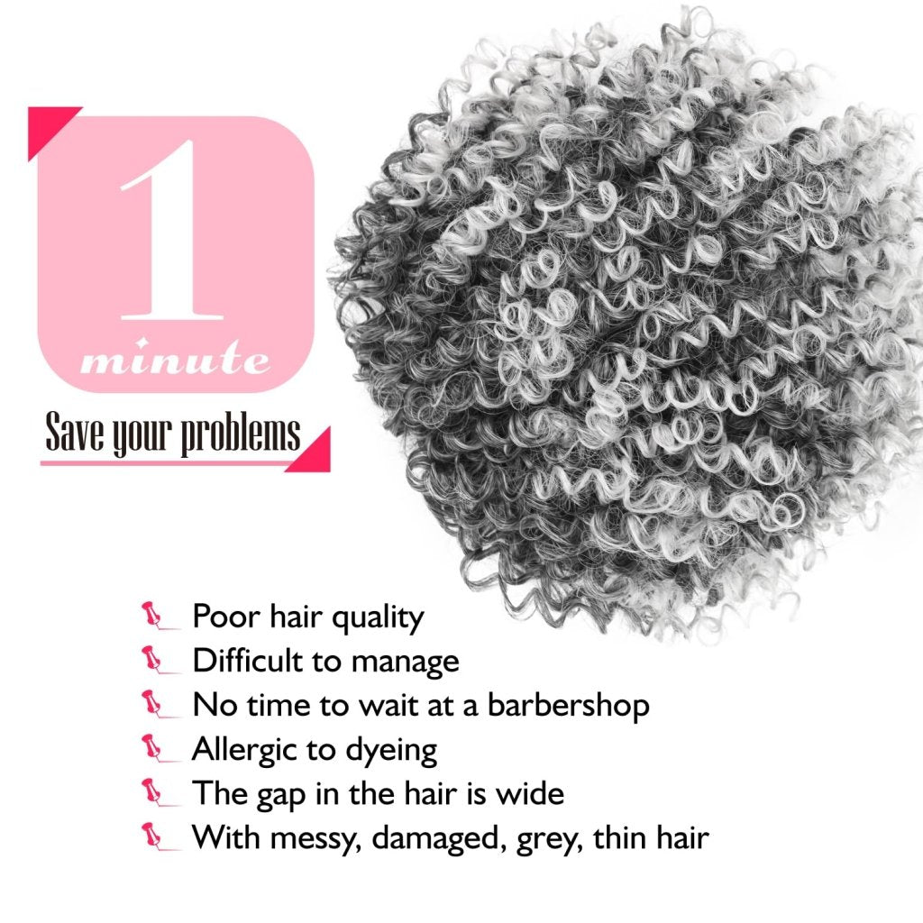 Natural Afro Kinky Curly Short Hair Toppers with Bangs Black Clip in human hair Wiglets Hair Pieces