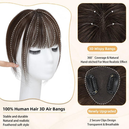 Hair Piece Clip in Bangs Human Hair 360° Cover Wipsy Bangs Hair Toppers for Women