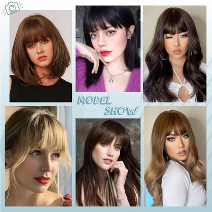 Hair Piece Clip in Bangs Human Hair 360° Cover Wipsy Bangs Hair Toppers for Women