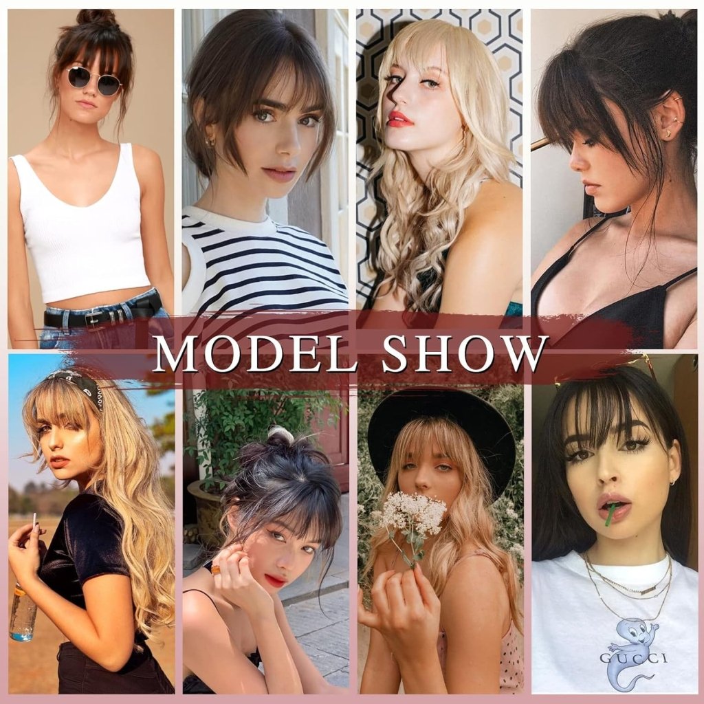 Hair Piece Clip in Bangs Human Hair 360° Cover Wipsy Bangs Hair Toppers for Women