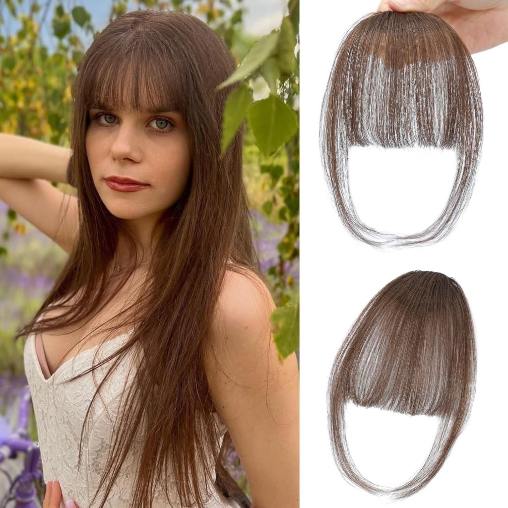 Hair Piece Clip in Bangs Human Hair 360° Cover Wipsy Bangs Hair Toppers for Women