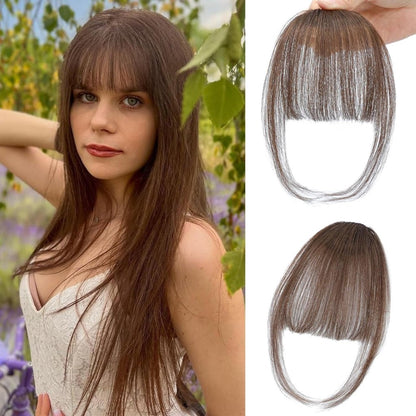 Hair Piece Clip in Bangs Human Hair 360° Cover Wipsy Bangs Hair Toppers for Women