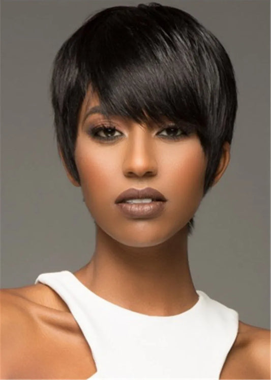 Boy Cut Natural Straight Synthetic Hair Lace Front Wig