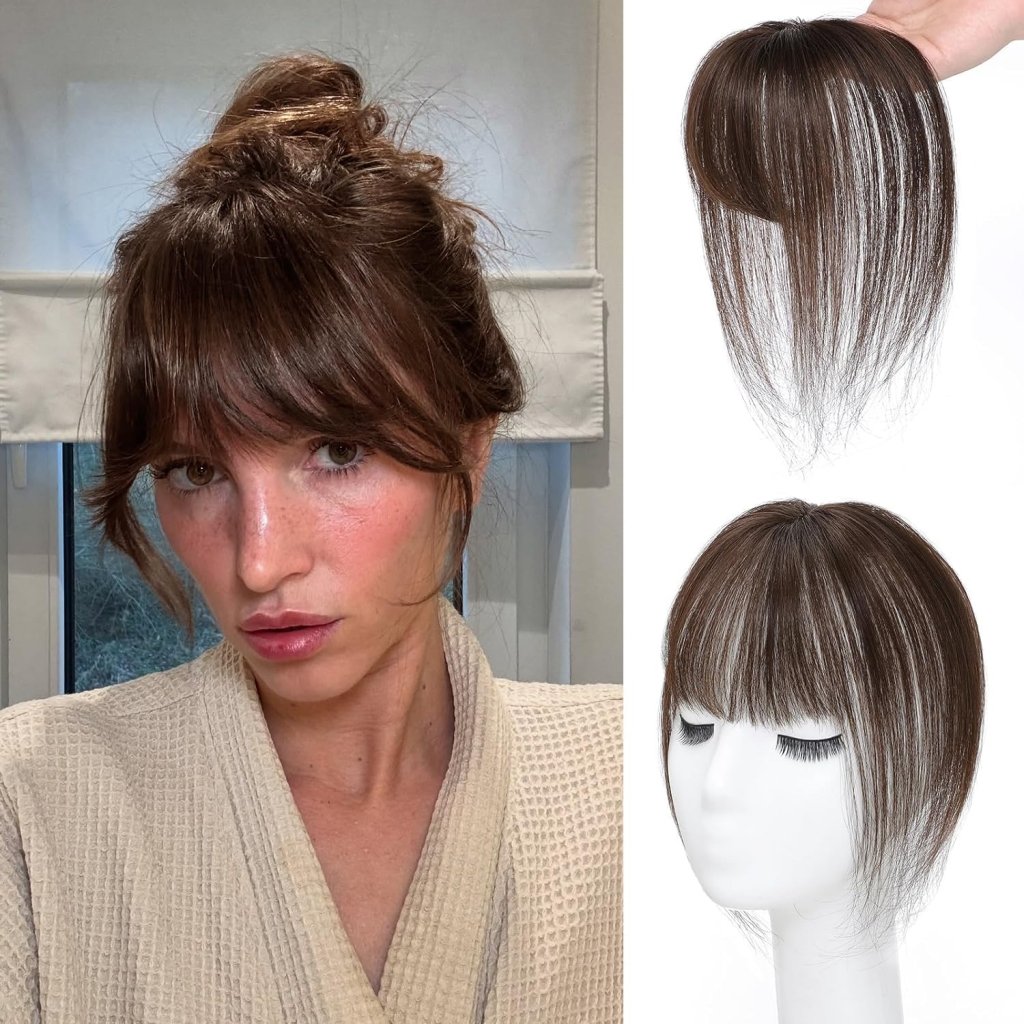 Hair Piece Clip in Bangs Human Hair 360° Cover Wipsy Bangs Hair Toppers for Women