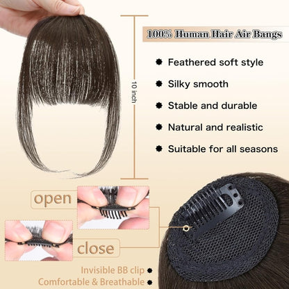 Hair Piece Clip in Bangs Human Hair 360° Cover Wipsy Bangs Hair Toppers for Women