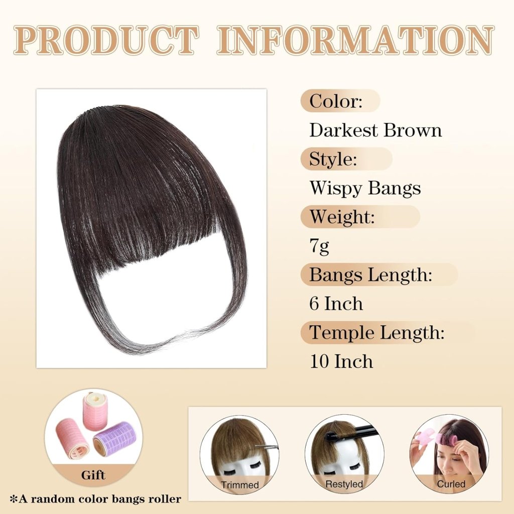Hair Piece Clip in Bangs Human Hair 360° Cover Wipsy Bangs Hair Toppers for Women