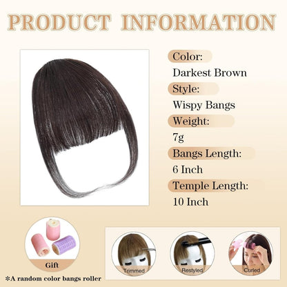 Hair Piece Clip in Bangs Human Hair 360° Cover Wipsy Bangs Hair Toppers for Women