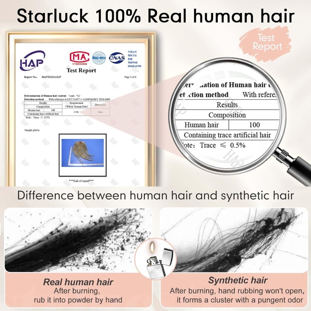 Hair Toppers for Women Real Human Hair 5"*5.5"Large Coverage Brown with Blond Highlight Hair Topper No Bangs
