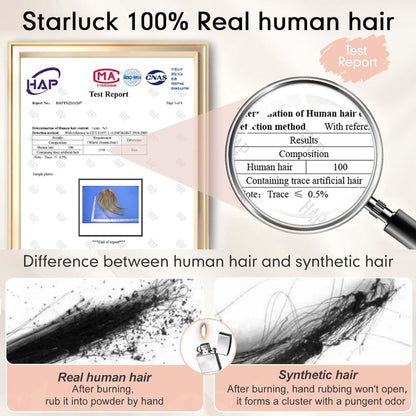 Hair Toppers for Women Real Human Hair 5"*5.5"Large Coverage Brown with Blond Highlight Hair Topper No Bangs