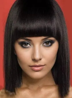 Unique Medium Straight with Full Bangs Capless Human Hair Wig 12 Inches