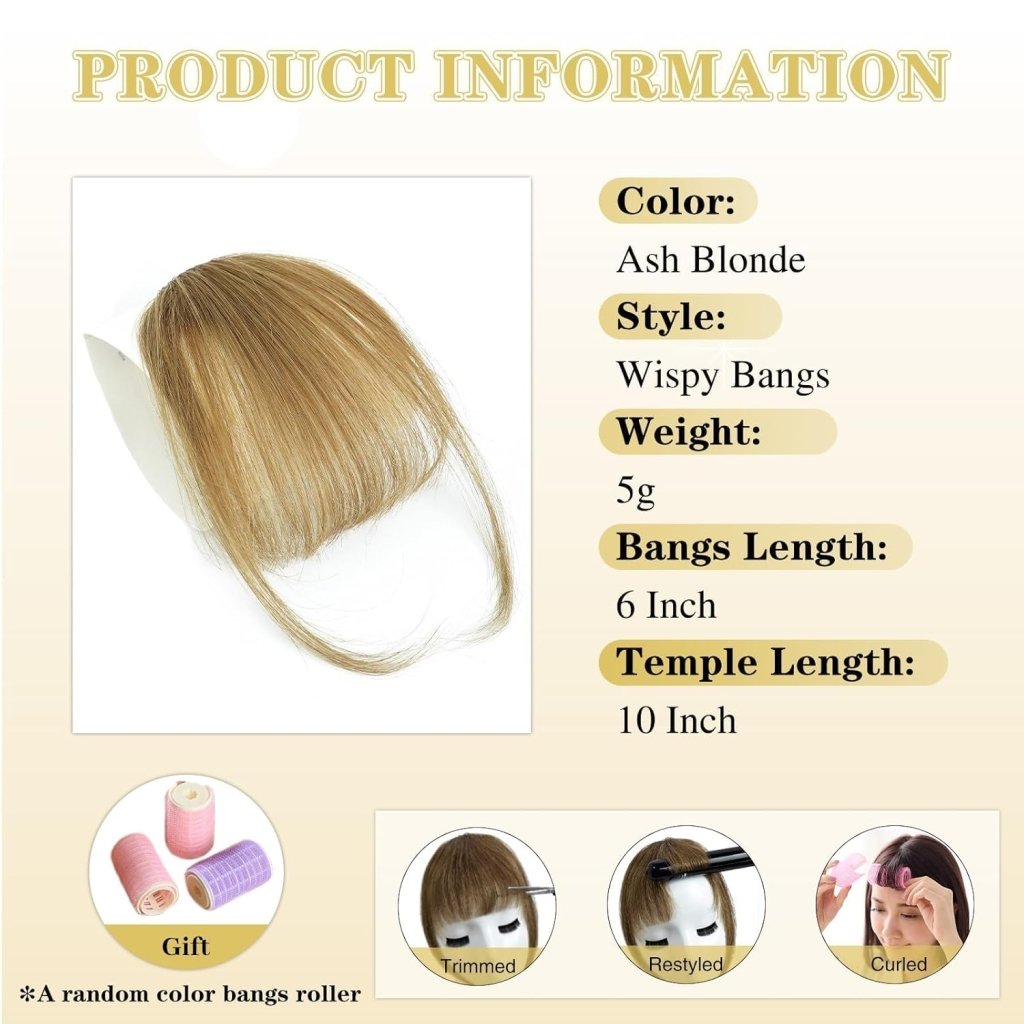 Hair Piece Clip in Bangs Human Hair 360° Cover Wipsy Bangs Hair Toppers for Women