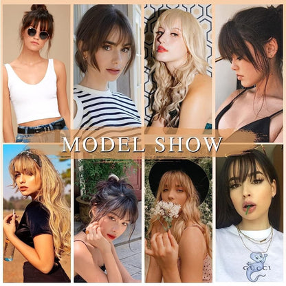Hair Piece Clip in Bangs Human Hair 360° Cover Wipsy Bangs Hair Toppers for Women