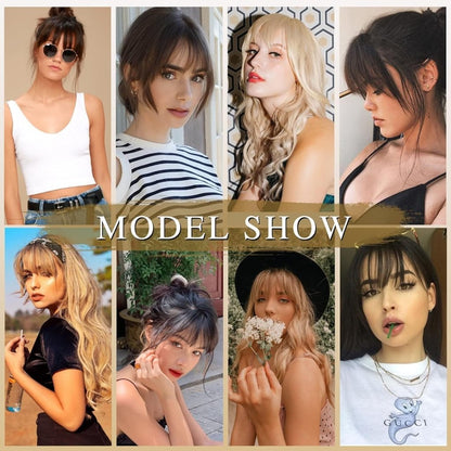 Hair Piece Clip in Bangs Human Hair 360° Cover Wipsy Bangs Hair Toppers for Women