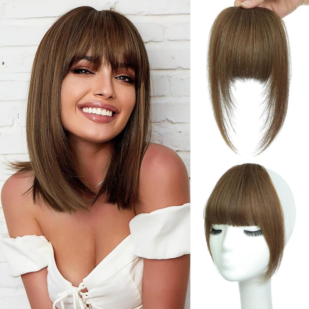 Hair Piece Clip in Bangs Human Hair 360° Cover Wipsy Bangs Hair Toppers for Women