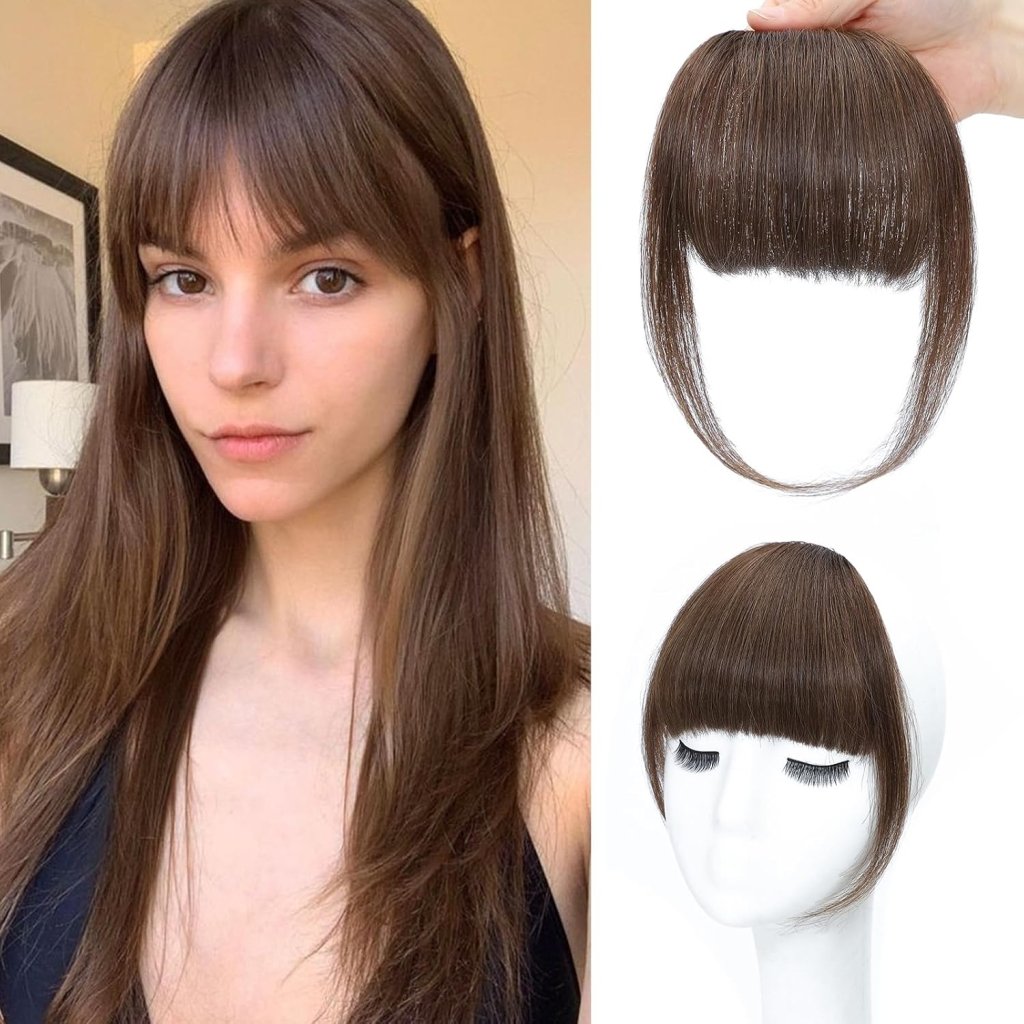 Hair Piece Clip in Bangs Human Hair 360° Cover Wipsy Bangs Hair Toppers for Women