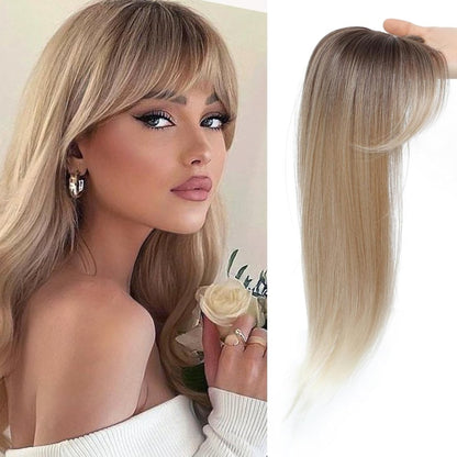 Hair Topper with Bangs Hair Clip 360° 3D Cover Fluffy Wigs Hair Piece with Thinning Hair