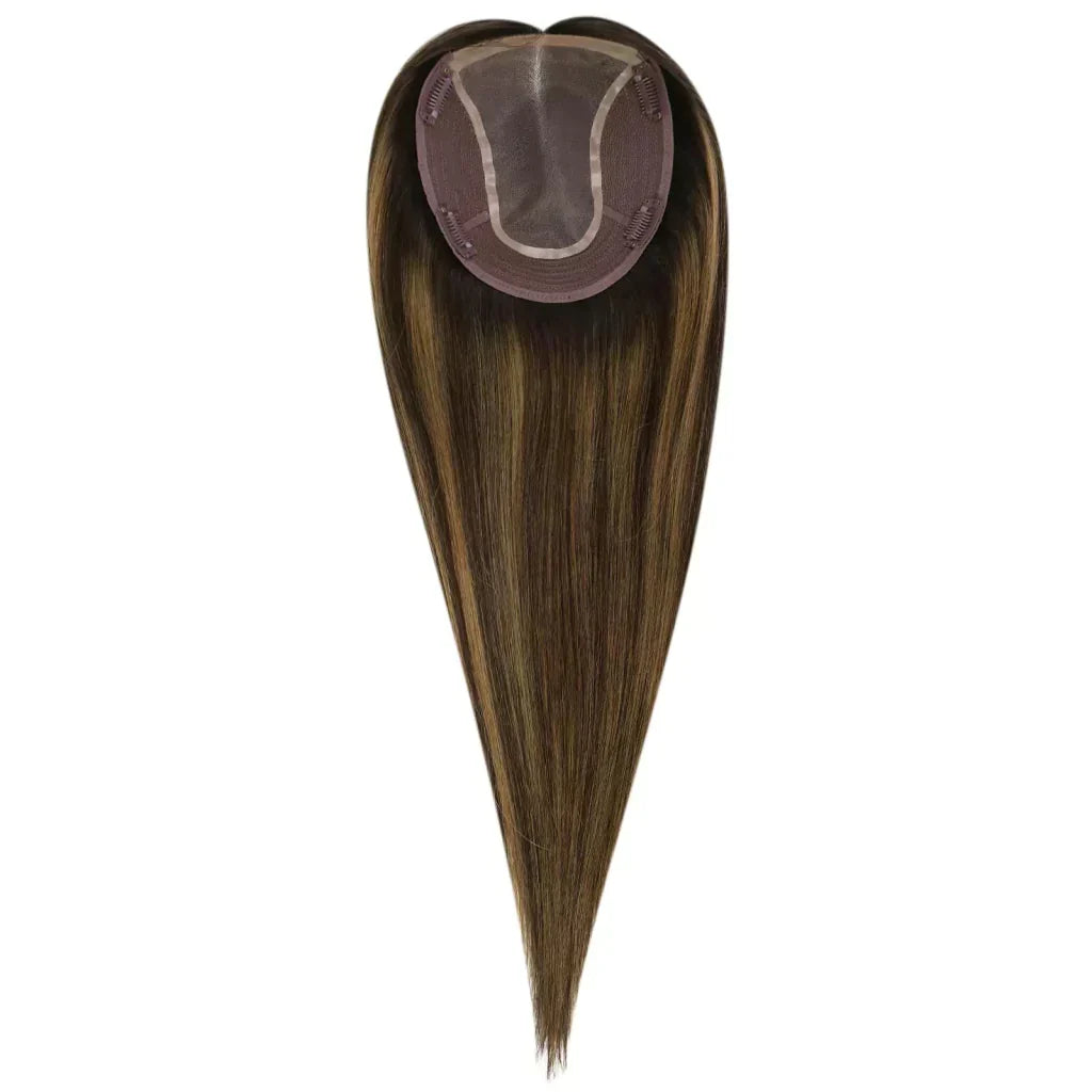 Women Hair Topper 6*7inch Large Base Hair Piece Balayage Brown