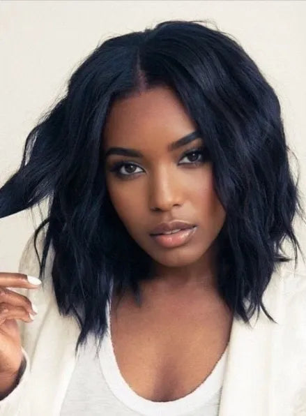 Women's Middle Parting Capless Synthetic Wavy Hair Wig 12 Inches