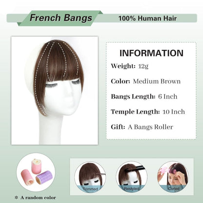 Hair Piece Clip in Bangs Human Hair 360° Cover Wipsy Bangs Hair Toppers for Women