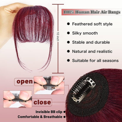 Hair Piece Clip in Bangs Human Hair 360° Cover Wipsy Bangs Hair Toppers for Women