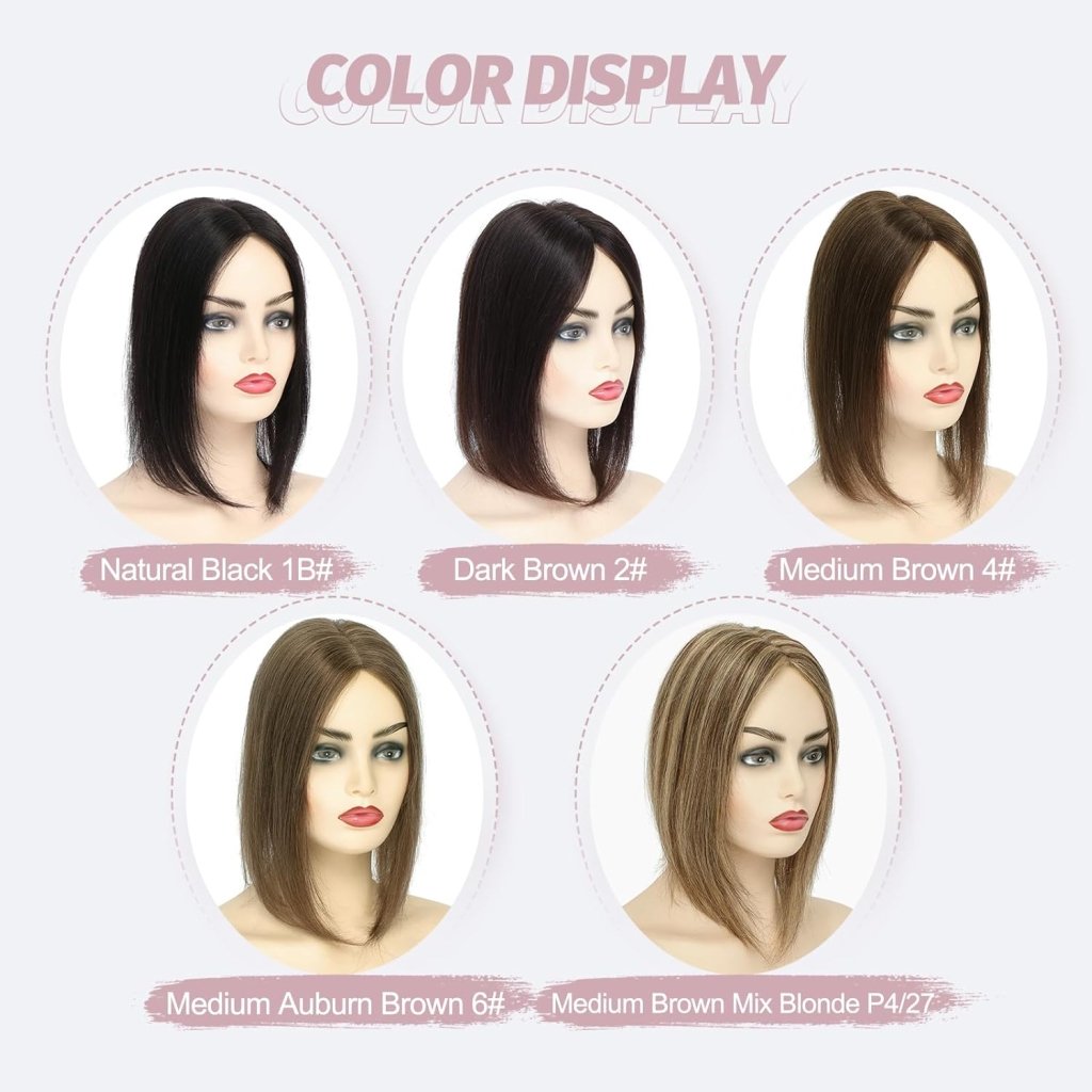 Hair Toppers for Women Real Human Hair Women Hair Pieces for Thinning Hair Wiglets Upgrade 10 * 12 cm Swiss Base Hairpieces for Thinning Hair 12inch Medium Brown