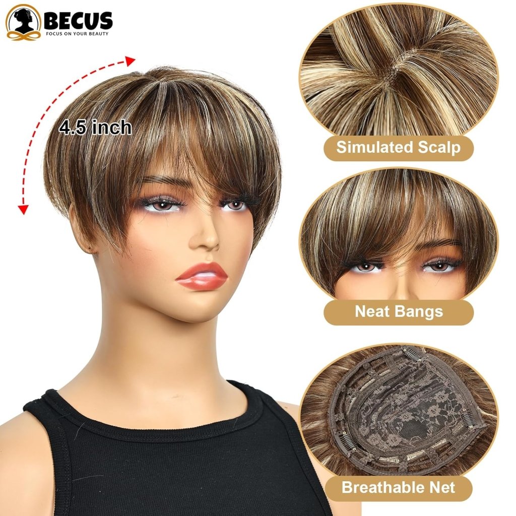 Hair Toppers with Thinning Hair Bangs 360°3D Cover Toupee Hair Pieces for Women Wig with Bangs