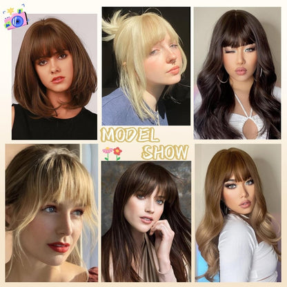 Hair Piece Clip in Bangs Human Hair 360° Cover Wipsy Bangs Hair Toppers for Women