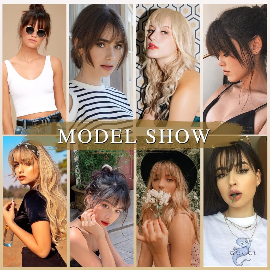 Hair Piece Clip in Bangs Human Hair 360° Cover Wipsy Bangs Hair Toppers for Women