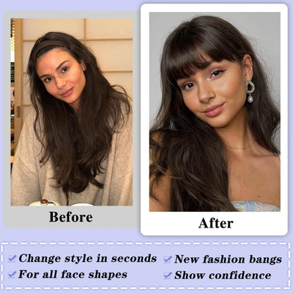 Hair Piece Clip in Bangs Human Hair 360° Cover Wipsy Bangs Hair Toppers for Women