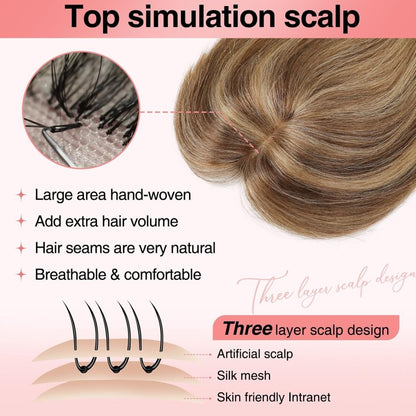 Real Human Hair Toppers for women 10 Inch Clip in Bangs for Thinning Hai Cover Hair Pieces