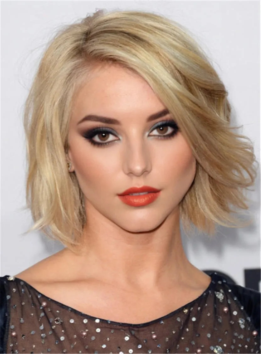 Amazing Beautiful Short Wavy Full Lace Wig 100% Real Human Hair 10 Inches