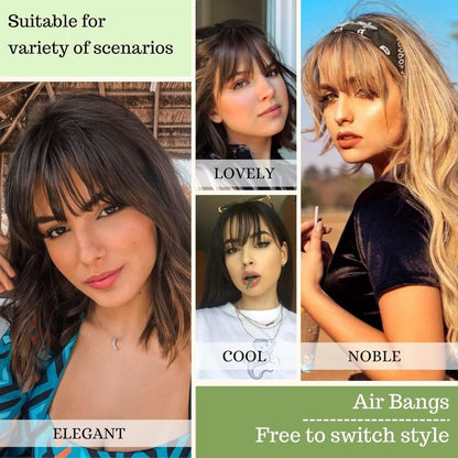 Hair Piece Clip in Bangs Human Hair 360° Cover Wipsy Bangs Hair Toppers for Women