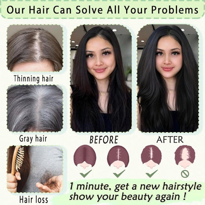 Hair Toppers for Women Real Human Hair 360° No Bangs Upgrade Lace Base Human Hair Toppers