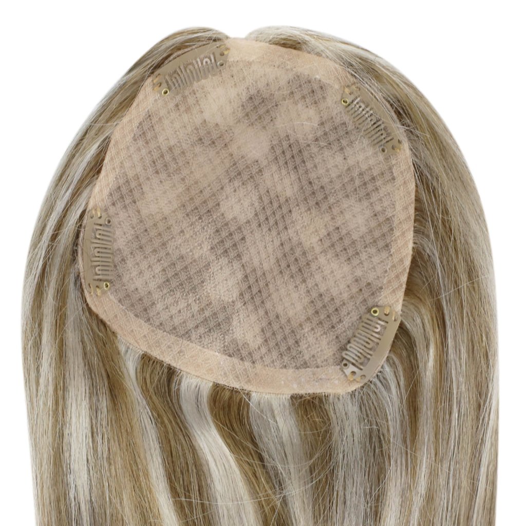 Hair Topper  5"*5" Base Real Human Hair Highlight Blonde Wigs Hair Piece