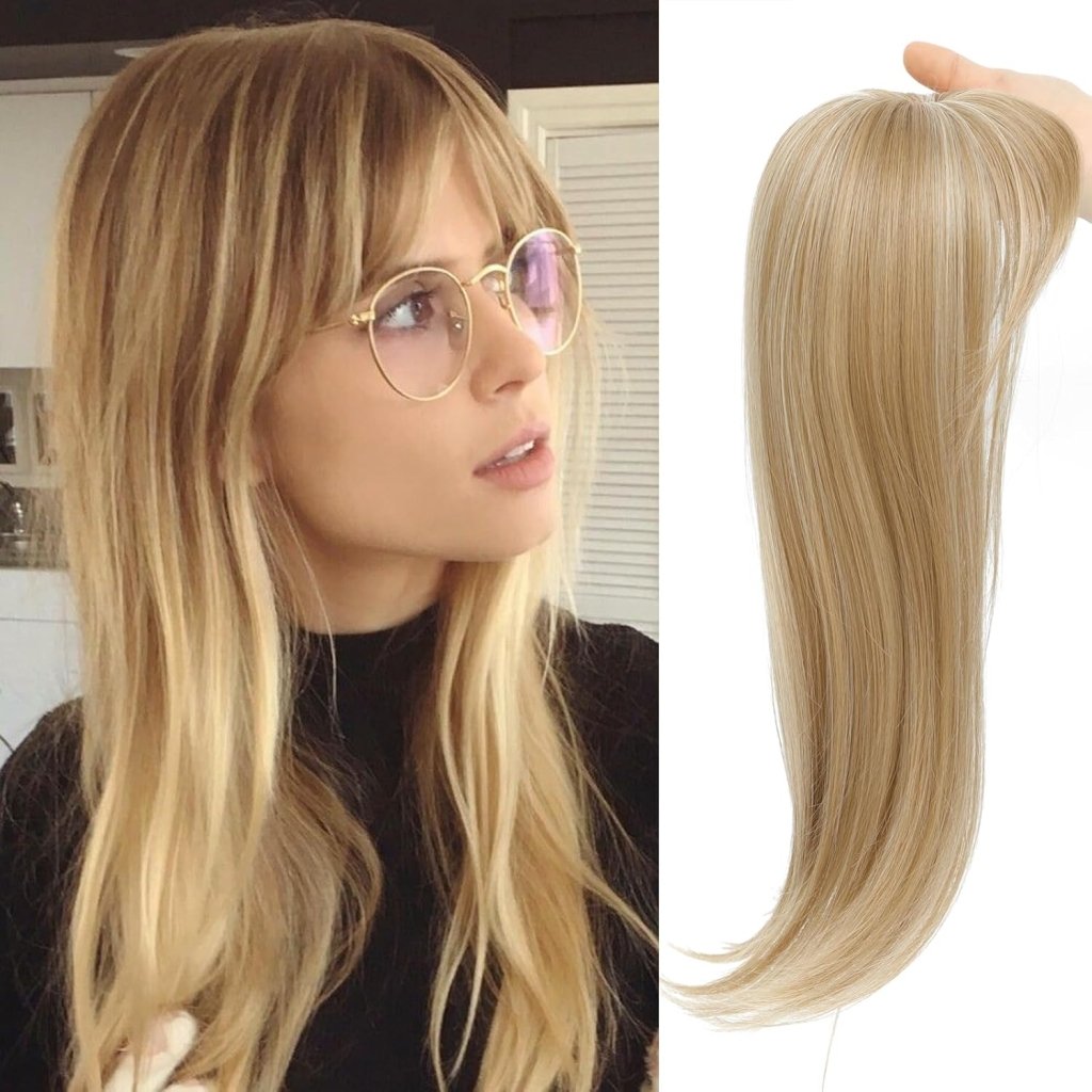 Hair Topper with Bangs Hair Clip 360° 3D Cover Fluffy Wigs Hair Piece with Thinning Hair