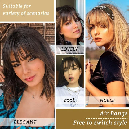 Hair Piece Clip in Bangs Human Hair 360° Cover Wipsy Bangs Hair Toppers for Women